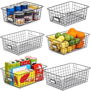 6 Pack Wire Baskets for Pantry Organization and Storage, Kitchen Organizer, 2 XXLarge & 2 XLarge & 2 Large - Image 8
