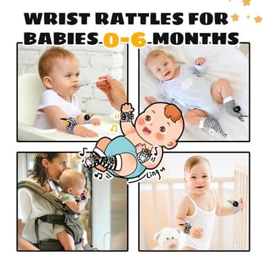 Baby Toys 0-6 Months,High Contrast Baby Toys for Newborn,Black and White Toys,Infant Rattle Socks and Wrist Toy,Newborn Toys 0 3 Months Brain Development,0-6 Months Babies Boy Girl Gift - Image 6