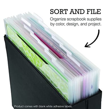 Samsill Scrapbook Paper Storage Organizer, 6 Count of Individual Top Loading Files with Customizable Tabs, Holds 12 x 12 Inch Scrapbook, Vinyl, Photos, Clear, PVC and Acid Free, 6 Pack - Image 3