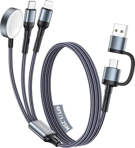 Upgraded Travel Essentials for Apple Watch Charger 3 in 2 Multi Charging Cable for iPhone 17 iWatch Charger USB C Cord, Car RV Camping Essentials Compatible with iWatch Ultra/SE/11 & iPhone 16/15-12 - Image 1