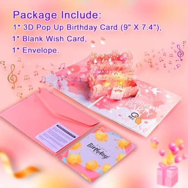 ACENZ Birthday Cards with Recording Function Fireworks 3D Pop Up Blowable LED Candle Birthday Cake Light and Music Happy Birthday Greeting Cards Gift for Women Mom Sisters Grandma Kids Wife - Image 5