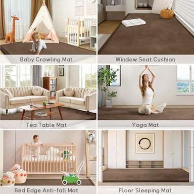 ILPEOD Baby Play Mat for Floor Tummy Time Mat Nursery Rug Muscle Mat Area Rug Playroom Rug Tatami Mat 9'2"x6'7" Memory Foam 1.3" Thick Crawling Mat for Babies,Toddlers, Infants, Kids,Floor Mat,Coffee - Image 7