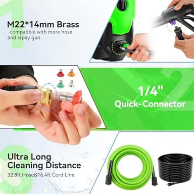 Commowner 5000PSI Electric Pressure Washer, 2025 4.0 GPM High Power Washer Machine, with Adjustable Nozzle and Soap Bottle for Cars/Fences/Driveways/Home/Patios (Light Green) - Image 4