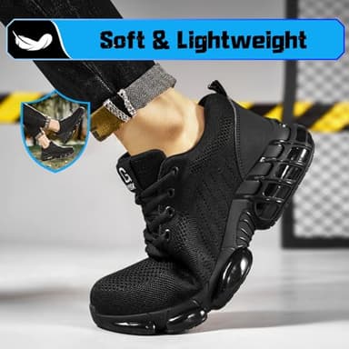 TANIELD Steel Toe Shoes for Men Lightweight Work Shoes Breathable Safety Sneakers Air Cushioned Steel Toe Sneakers Indestructible Work Tennis for Construction Industrial - Image 5