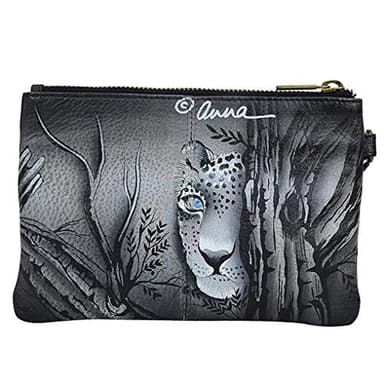 Anna by Anuschka womens Wristlet Wallet & Organizer - Genuine Leather, African Leopard, One Size US - Image 2