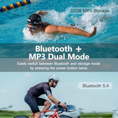 Dnniakm Swimming Headphones,Bone Conduction Headphones Bluetooth 5.4,IPX8 Waterproof,32G Memory Sports Headphone,Underwater Headphone with MP3-Player for Swim,Open Earphones for Swimming (Black X20) - Image 4