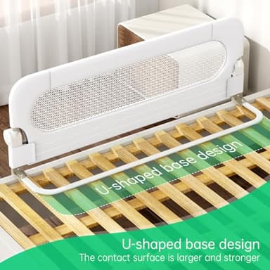 UPGOGO Folding Bed Rail for Toddlers,Baby Bed Rail Guard with Reinforced Anchor Safety System,Fit Bunk,Full Size,Queen,King,Twin(White,59"x23.6") - Image 4