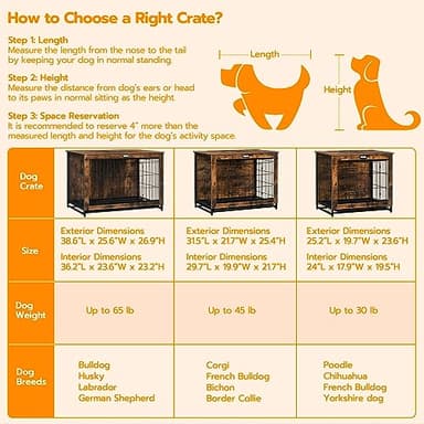 HOOBRO Dog Crate Furniture, 38.6" Large Dog Kennel Indoor, Wooden Cage with Pull-Out Tray, Double Doors Pet House Side End Table for Large/Medium/Small Dogs, Rustic Brown BF982GW03G1 - Image 6