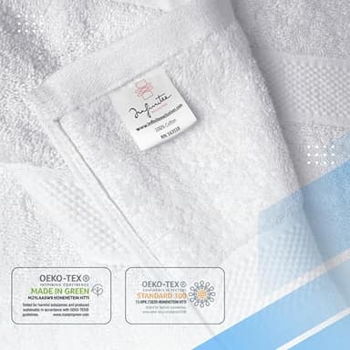 Infinitee Xclusives Luxury 100% Ring-Spun Cotton White Bath Towels Set of 4 (27x54 inches) – Soft, Absorbent & Quick-Drying Towels for Bathroom, Gym, Spa & Hotel Use (Brilliant White, Bath Towels) - Image 5