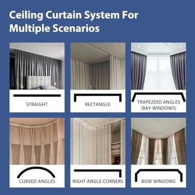 cbsroro Room Divider Ceiling Mounted Curtains Track Sets Extra Wide Blackout Curtain Flexible Tracks for Bedroom Privacy Partition Separator, 1Panel Beige Drape and White Rail, W8.3 x H8ft - Image 6