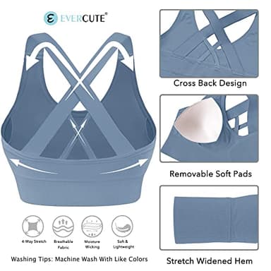 Evercute Sports Bra for Women Padded Medium Support Criss Cross Strappy Bras Seamless High Impact Yoga Exercise Athletic Bras - Image 5