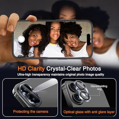 Wiaocit 3 Pack Tempered Glass Screen Protector for iPhone 16 with 3 Pack Camera Lens Protector, 9H Hardness, Bubble Free, Case Friendly - Image 6