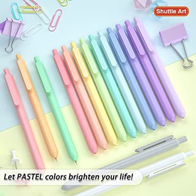 Shuttle Art Retractable Pastel Gel Ink Pens, 15 Pack Black Ink Pens, Cute Pens 0.5mm Fine Point for Writing Journaling Taking Notes School Office Home - Image 7