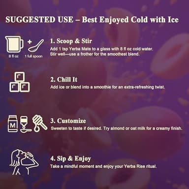 Yerba Mate Peach Mango Energy Tea Powder – Clean Plant-Based Focus Drink with Probiotics & Adaptogens – Low Sugar, No Crash, Smooth Taste – 30 Refreshing Servings - Image 8