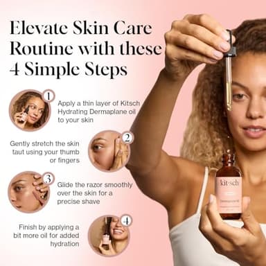 Kitsch Dermaplane Face Oil with Jojoba & Argan Oil – Hydrating Facial Formula for Dermaplaning Tool, Gua Sha & Razor Use – Irritation-Free Shave Oil for Soft, Radiant Skin – 2oz - Image 4