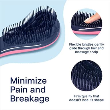 Crave Naturals Glide Thru Hair Brush - Detangler Brush for Curly, Straight, Wet or Dry Hair - Gentle Detangling Brushes for Adults, Kids, Toddlers - Hair Accessories for Women, 7.5x3 - Pink - Image 3