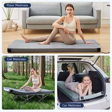 HomeMate Memory Foam Camping Single Mattress Pad Mat-Sleeping Pad Mat Portable Roll Up Travel Mattress CertiPUR-US for Adults-Camping Bed for Guests Floor Sleepover with Waterproof Cover Travel Bag - Image 4