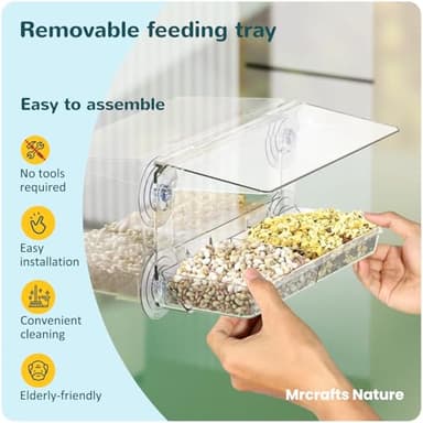 MrCrafts Nature Window Bird Feeder with Strong Suction Cups, Clear Window Bird feedersfor Viewing, Cardinal Bird Feeders for Outside, Unique Gift - Image 4