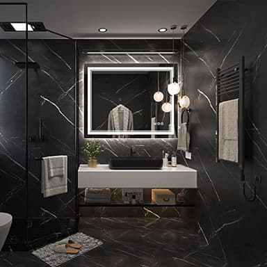 Ratsamee 40x32 Inch Led Mirror for Bathroom with Front Light and Backlit, Dimmable Anti Fog Wall Bathroom Mirror with Led Lights, Water Proof, Decor Vanity Mirror - Image 2