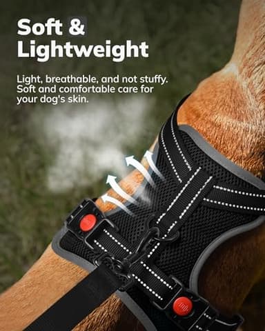 MIDOG No-Pull Dog Harness | Adjustable & Reflective Pet Harness Leash Set for Small Medium Large Dogs Walking, Training| No Choke, Front Clip, Soft Padded Vest with Easy Control Handle - Black, XS - Image 5