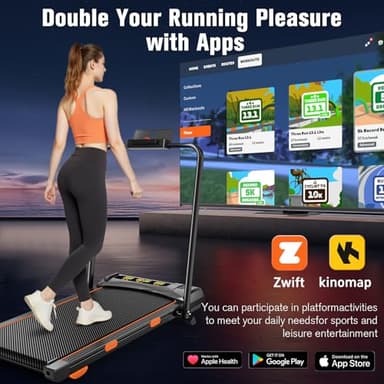 Incline Treadmill for Home, Walking Pad with Handle Bar, Under Desk Compact Treadmill with 350 Lbs Capacity, LED Display & APP, Remote Control, 3.0HP (XXL) - Image 7