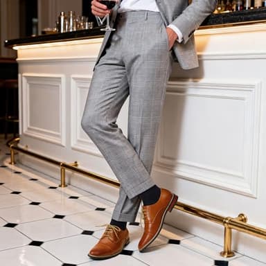 Bruno Marc Moda Italy Prince Men's Classic Modern Oxford Lace Dress Shoes,Size 13W,Brown - Image 3