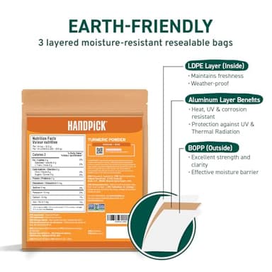 HANDPICK, Turmeric Powder with Curcumin (397g/14oz) Lab Tested for Heavy Metal | Gluten Free | Made from Turmeric Root | Raw Turmeric Powdered from India - Image 8