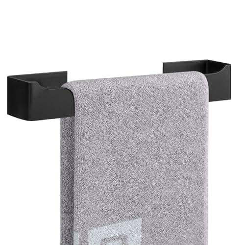 NearMoon Self Adhesive Hand Towel Holder/Towel Ring, Stainless Steel Hand Towel Bar Rustproof Stick on Wall-Towel Rack for Bathroom/Kitchen, Square Sticky and Wall Mounted (14 Inch, Matte Black) - Image 1