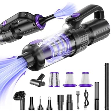 SWMRDN Car Vacuum Portable Cordless, 20000Pa Mini Vacuum Cleaner & Air Duster, 130W Brushless Motor Handheld Vacuum Cordless with LED Light, 7800mAh Battery, Multi-Nozzles for Car, Office, Home, Pet - Image 8