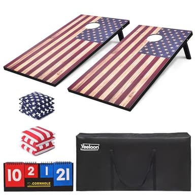 Cornhole Set, Regulation Size Cornhole Boards with 8 Bean Bags and Carrying Case, 4 ft x 2 ft Corn Hole Outdoor Game Toss Board for Adults Outside Activities - Image 1