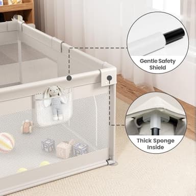 ZEEBABA Extra Large Baby Playpen - 69×59in Playpen for Babies and Toddlers, Play Pen with Gate, Play Yard Baby Fence Play Area Zone Indoor, Sturdy Kids Play Pin - Image 6