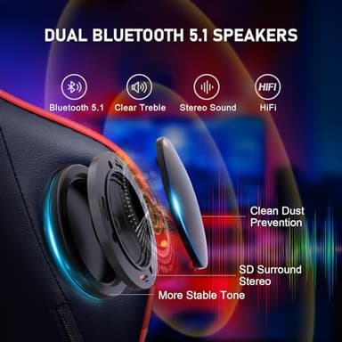GTRACING Gaming Chair with Footrest Speakers Video Game Chair Bluetooth Music Heavy Duty Ergonomic Computer Office Desk Chair - Image 8