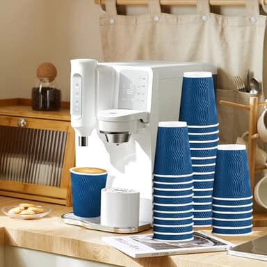 Lamosi 12 OZ Disposable Coffee Cups with Lids 50 Pack, Hot Paper Insulated Corrugated Ripple Wall Cup for To Go Drinks and Beverages - Image 2