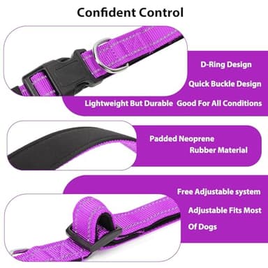 PenSeepet Reflective Dog Collar Padded with Soft Neoprene Breathable Quick Release Basic Dog Collars for Medium Large Dogs Dark Magenta - Image 4
