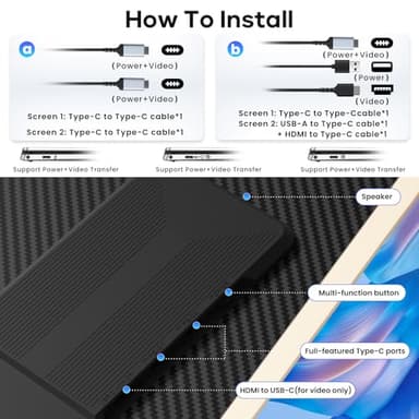 Laptop Screen Extender, 15.6'' 1080P FHD Laptop Monitor Extender with 235°Rotation Detachable Dual Monitor, Plug & Play, Triple Screen for 13"-17.3" Laptops Compatible with Mac/Wins/Android/Dex - Image 4