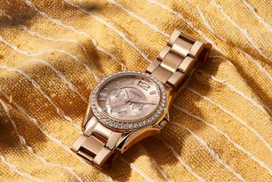 Fossil Women's Riley Quartz Stainless Steel Multifunction Watch, Color: Rose Gold Glitz (Model: ES2811) - Image 6
