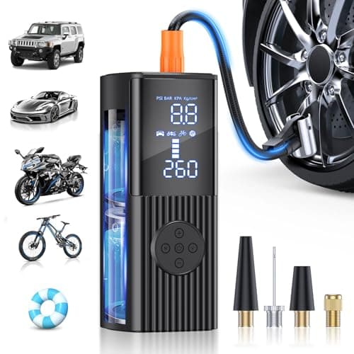 Tire Inflator Portable Air Compressor, 180PSI Portable Air Compressor with with LED Light, 25000mAh & 3X Faster Inflation Air Pump for Car, Bike, Motorcycle, Ball and more - Image 1
