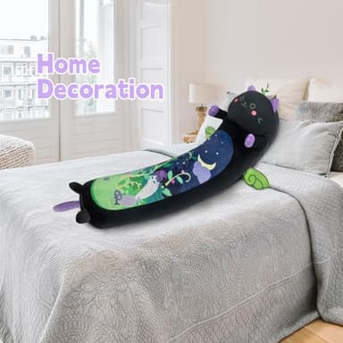 Mewaii Long Cat Plush 5 Sizes, 120% Extra Filling Giant Plushness Kids Body Pillow, Kawaii Cute Black Cat Stuffed Animals Plushies, Big Long Body Pillow Black Cat Plush Gift for Girls 53” - Image 4