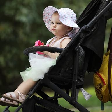 DASMINI Baby Girl Pink Daisy Sun Hat Wide Brim Adjustable UPF50+ Outdoor Beach Protection Cap for Infant Toddler Kids 6-24M - Image 4