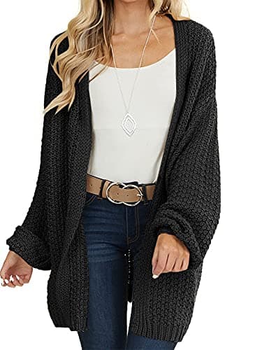 Maroway Cardigans for Women Loose Lightweight Sweater Coat Black - Image 1