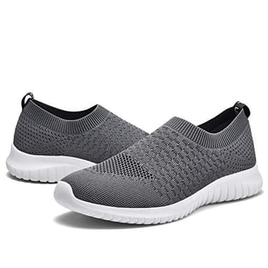 TIOSEBON Men's Casual Slip-on Walking Tennis Shoes-Comfortable Knit Running Sneakers 9 US Deep Gray - Image 8