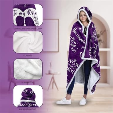 Gifts for Wife from Husband, To My Wife Wearable Blanket Hoodie, Birthday Valentines Mothers Day Romantic Gift for Her Hoodie Blanket - Image 6