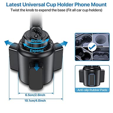 Miracase [Upgraded Version Cup Phone Holder for Car, Universal Adjustable Long Neck Car Phone Mount Cradle Friendly Compatible with iPhone Samsung Google and All 4.0-7.0 inches Smartphones - Image 3