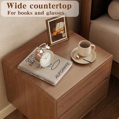 Walnut Nightstand Solid Wood Night Stand,Mid Century Modern Nightstand,Modern Night Stand,Solid Wood End Table for Bedroom,Living Room,Walnut Bedside Table - Image 6