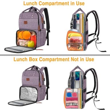 MATEIN Laptop Backpack with Lunch Box, Insulated Women Backpacks with Cooler Compartment, 15.6 inch Water Resistent Tote Food Bag with USB Charging Port for College Beach Camping Picnics Hiking - Image 5