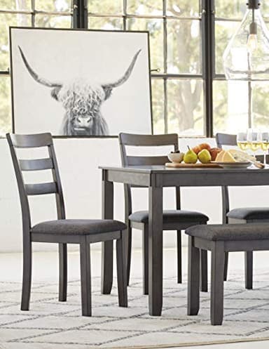 Signature Design by Ashley Bridson Modern 6 Piece Dining Set, Includes Dining Table, 4 Chairs & Bench, Gray - Image 11