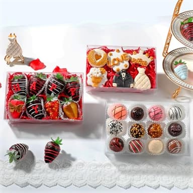 SLShePack 10PCS 8x5x2 Inch Clear Cookie Boxes Chocolate Covered Strawberry Boxes Bakery Boxes with Window Cakesickle boxes Chocolate Truffle Boxes Pretzel Boxes - Image 5
