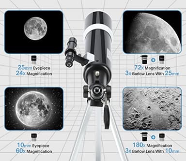 Telescope for Adults & Beginner Astronomers - 80mm Aperture 600mm Fully Multi-Coated High Transmission Coatings with AZ Mount Tripod Phone Adapter, Carrying Bag, Wireless Control. - Image 3
