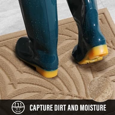 HIYARD Front Door Mat, Absorbent Resist Dirt Welcome Door Mat Indoor Outdoor, Waterproof Doormat, Sturdy Non Slip Backing, Fade Resistant, Low Profile Entry Mat for Entryway, 29×17, Beige - Image 2