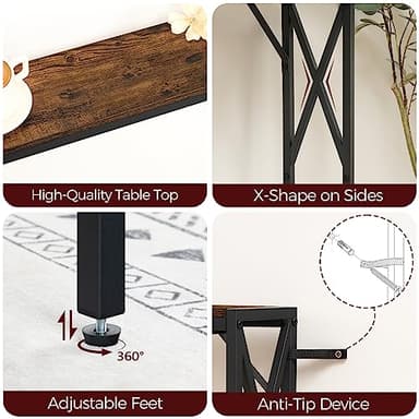 MAHANCRIS 78.7'' Narrow Sofa Table with Charging Station, 2 Pack Skinny Console Table, Long Entryway Hallway Couch Table with Power Outlets, Rustic Brown CTHR151E01S2 - Image 7